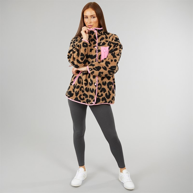 Dame avenue borg fleecejakke Leopard - Billede 4