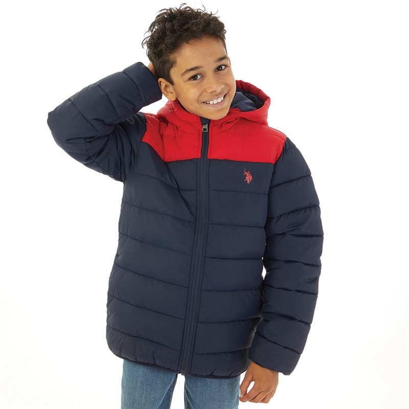 U.S. POLO ASSN. Drenge farveblok pufferjakke - Navy Blazer