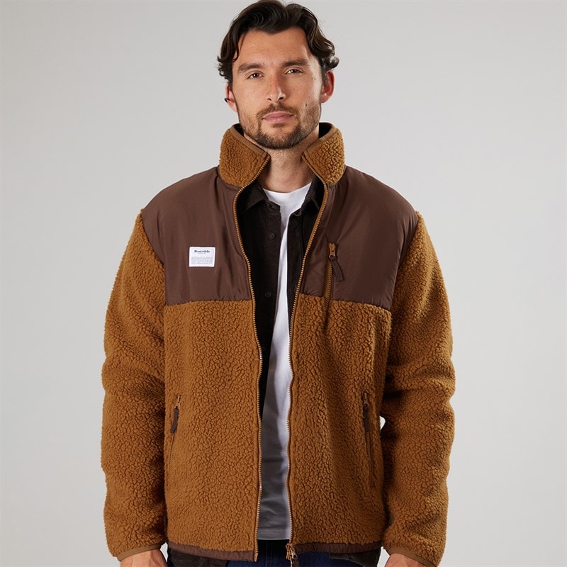 Herre panel lynlås fleece Brun - Billede 1