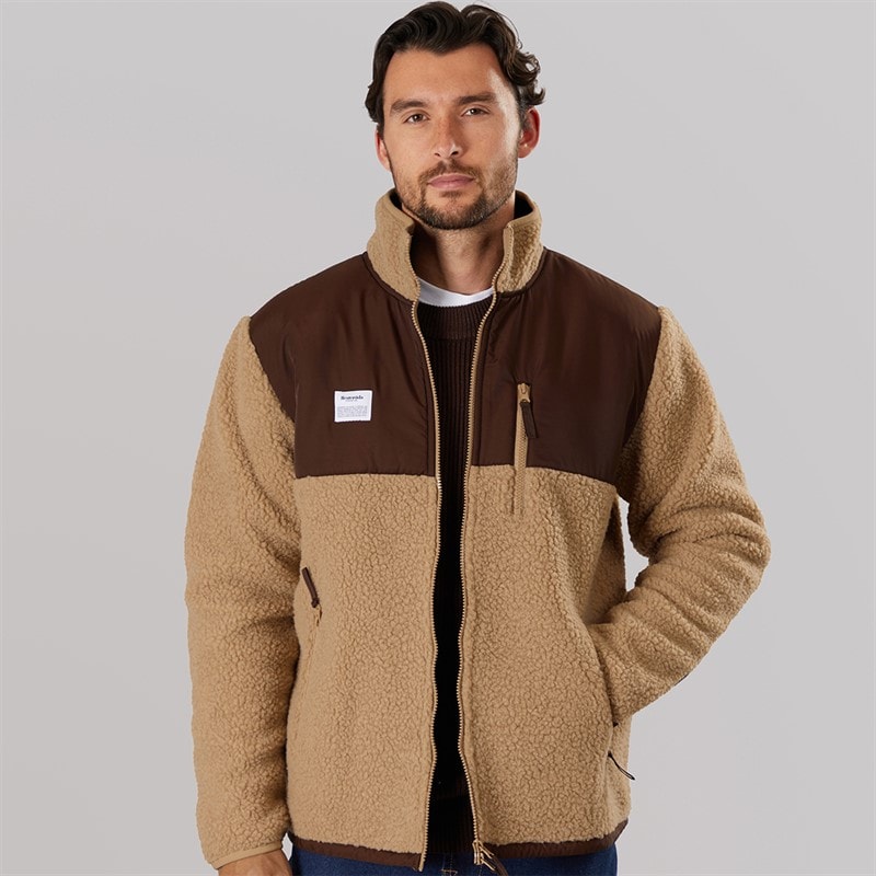 Herre panel lynlås fleece Sand - Billede 1