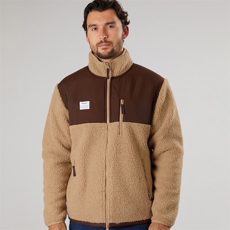 Herre panel lynlås fleece Sand - Billede 5