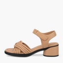 Dame sculpted 36 rør læder sandaler med hæl Biscuit