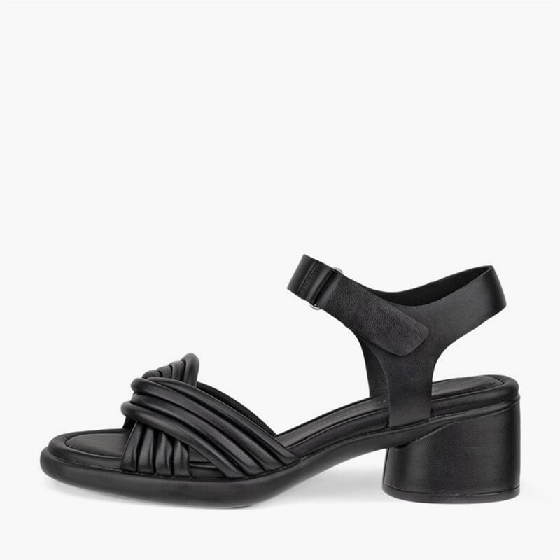Dame sculpted 36 rør læder sandaler med hæl Sort - Billede 1