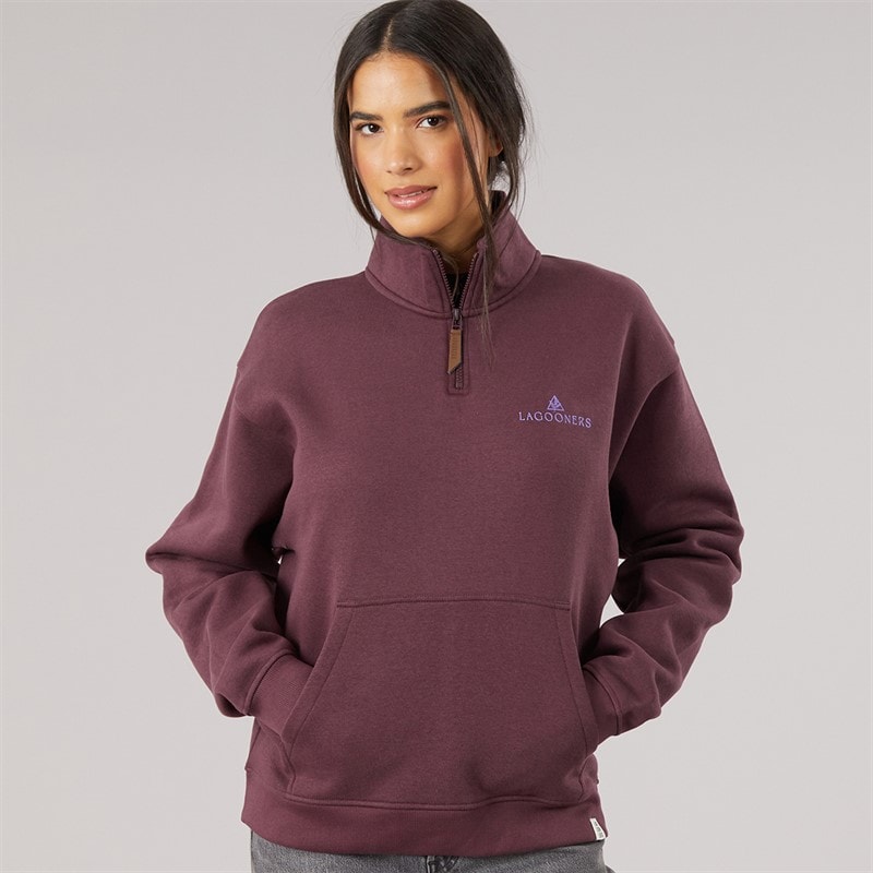 Dame hallowmere 1/4 lynlås sweatshirt Brun - Billede 2