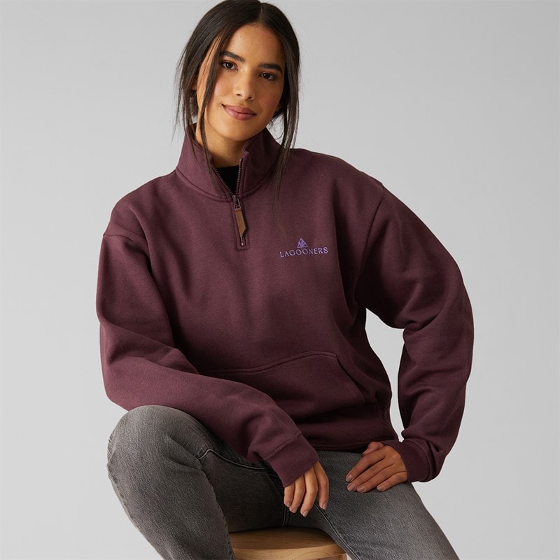 Dame hallowmere 1/4 lynlås sweatshirt Brun - Billede 4