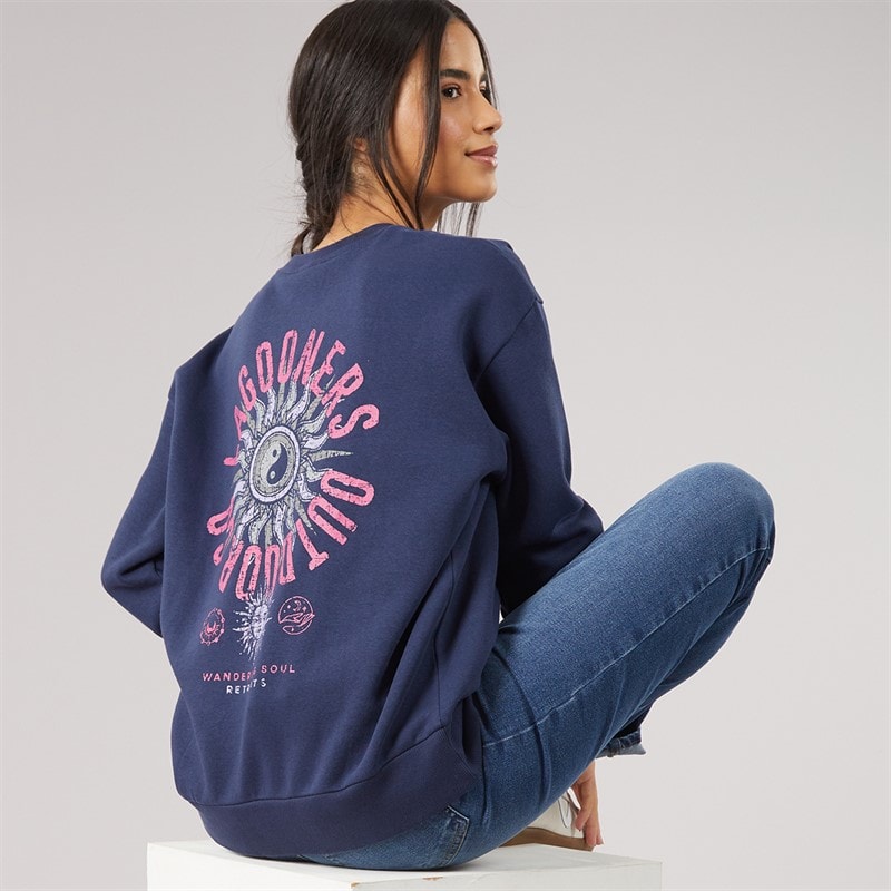 Lagooners Dame fogmere grafisk sweatshirt - Navy