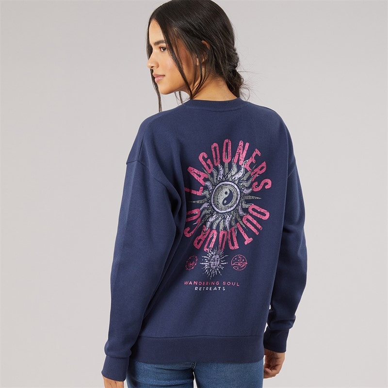 Dame fogmere grafisk sweatshirt Navy - Billede 3