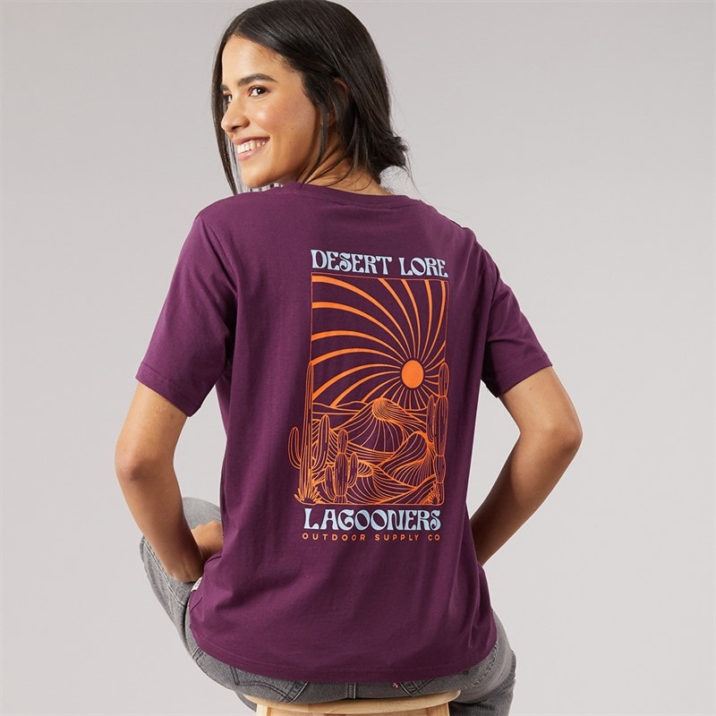 Lagooners Dame meadow t-shirt - Mørkelilla