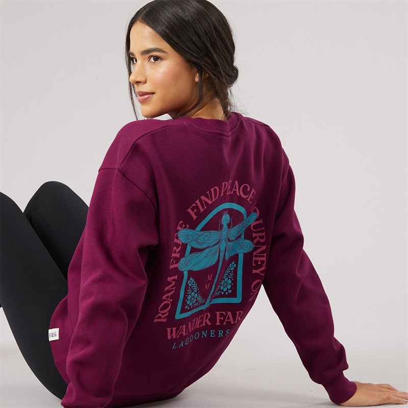 Lagooners Dame thistleby grafisk sweatshirt - Mørkelilla