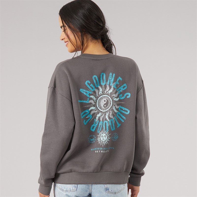 Dame fogmere grafisk sweatshirt Charcoal - Billede 3