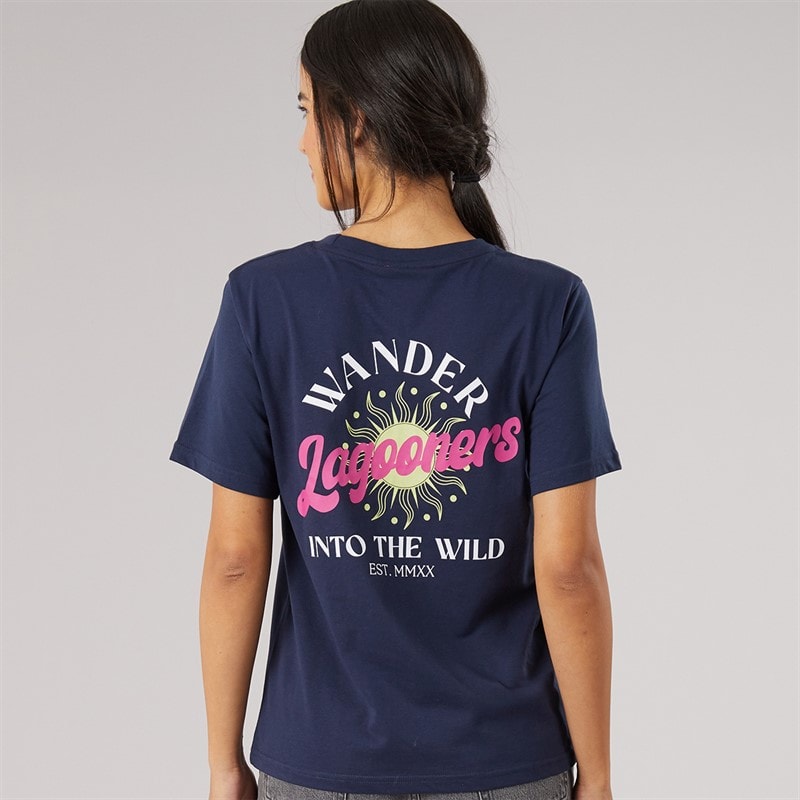 Dame bregne t-shirt Navy - Billede 3