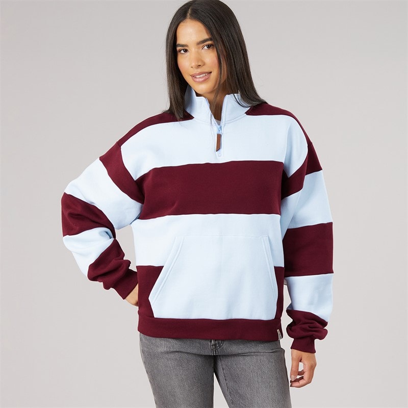 Dame birchden 1/4 zip sweatshirt Ice Blue/Bourgogne - Billede 3