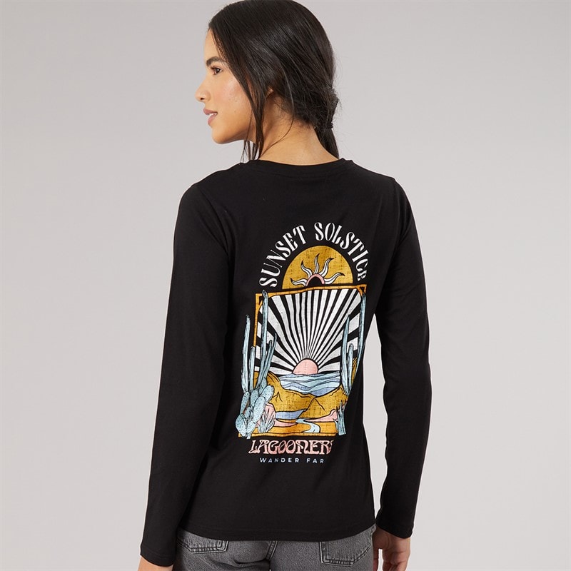 Dame oak langærmet t-shirt Sort - Billede 3