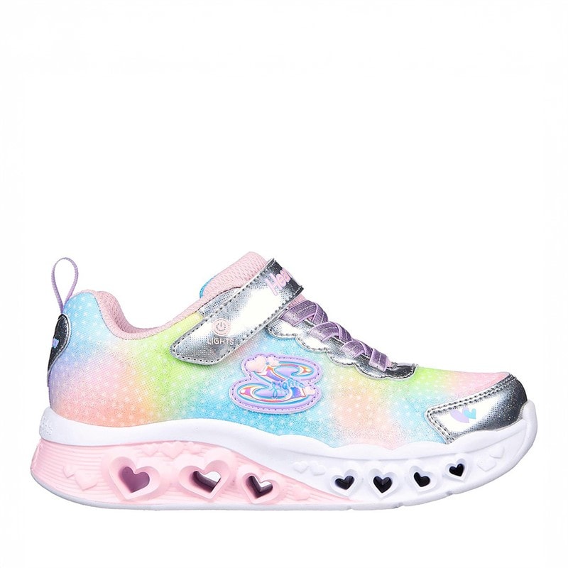 SKECHERS Piger flutter heart lights simply love sneakers - Silver