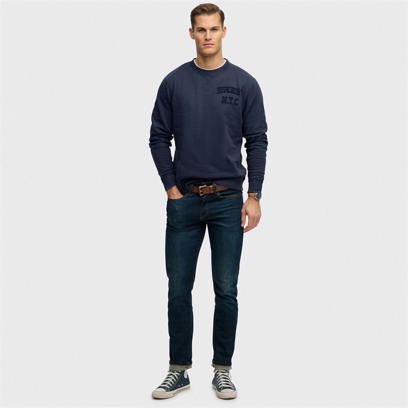Herre vintage atletisk tonet sweatshirt Lauren Navy - Billede 4