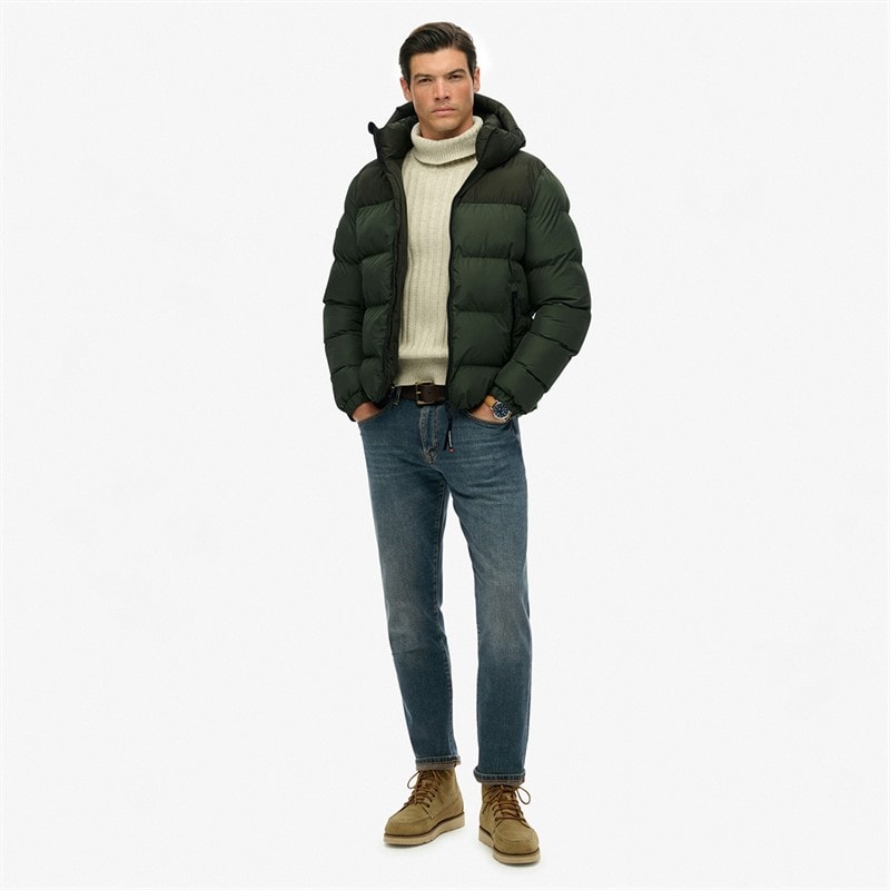 Herre colourblock pufferjakke Surplus Goods Olive Green - Billede 4