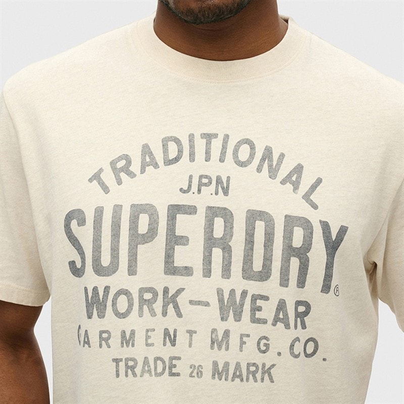 Herre machined goods workwear t-shirt Oat Cream Marl - Billede 3