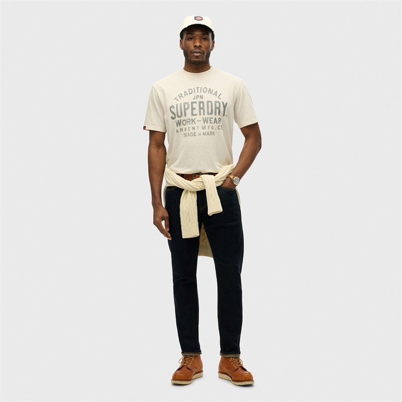 Herre machined goods workwear t-shirt Oat Cream Marl - Billede 4