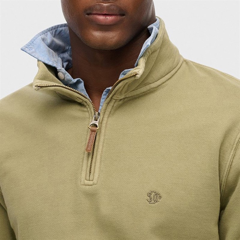 Herre klassisk sweatshirts med halv lynlås Light Khaki Green - Billede 2
