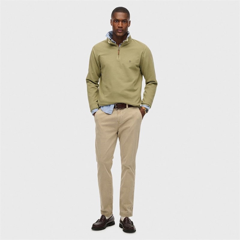 Herre klassisk sweatshirts med halv lynlås Light Khaki Green - Billede 3