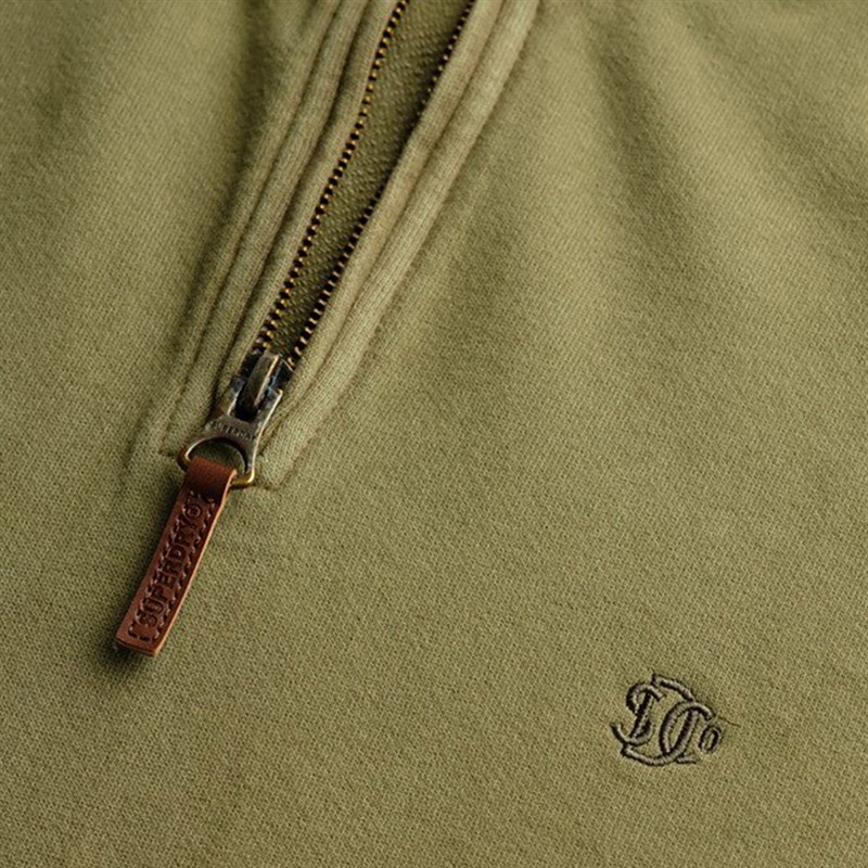 Herre klassisk sweatshirts med halv lynlås Light Khaki Green - Billede 4