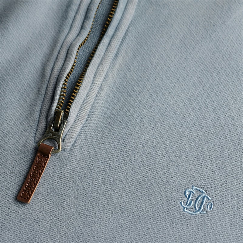 Herre klassisk sweatshirts med halv lynlås Washed Denim - Billede 4