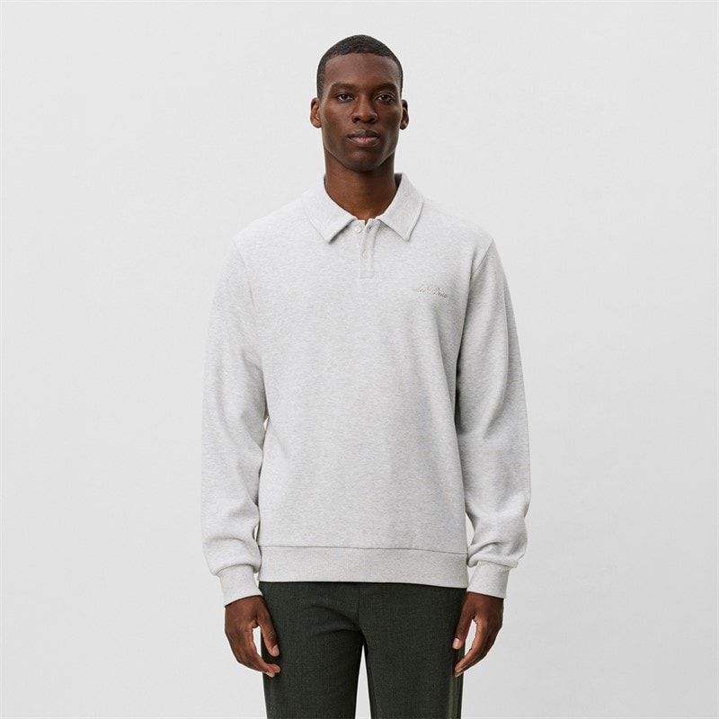 Les Deux Herre Polo Pique Sweatshirt Snow Melange - Billede 1