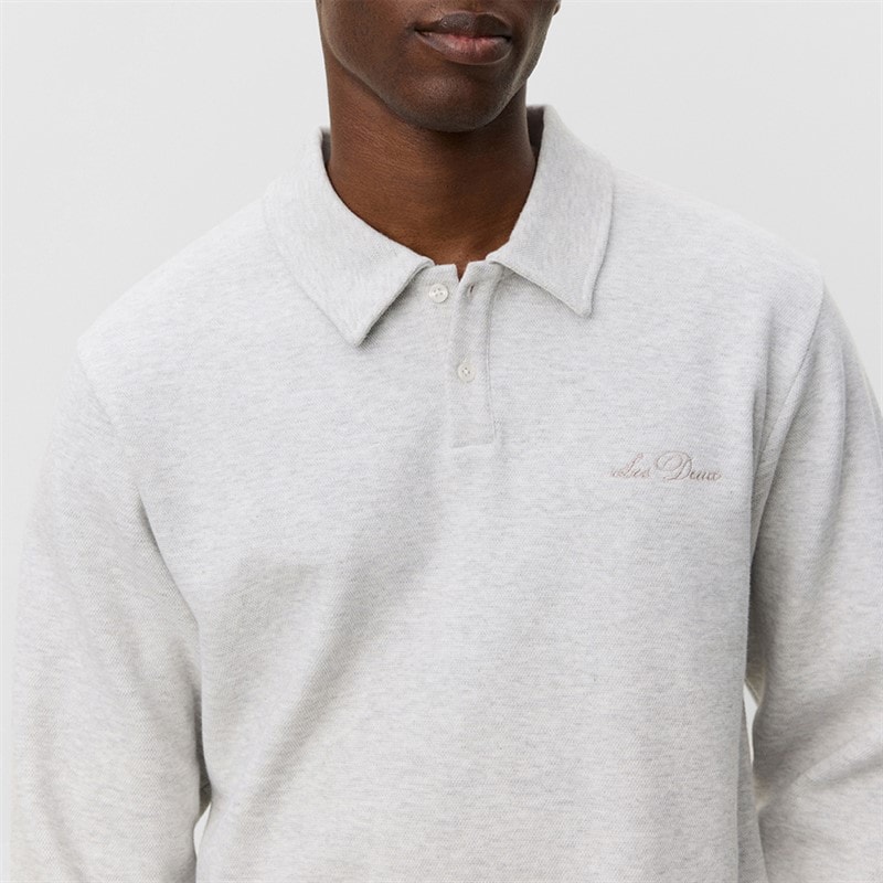 Les Deux Herre Polo Pique Sweatshirt Snow Melange - Billede 3