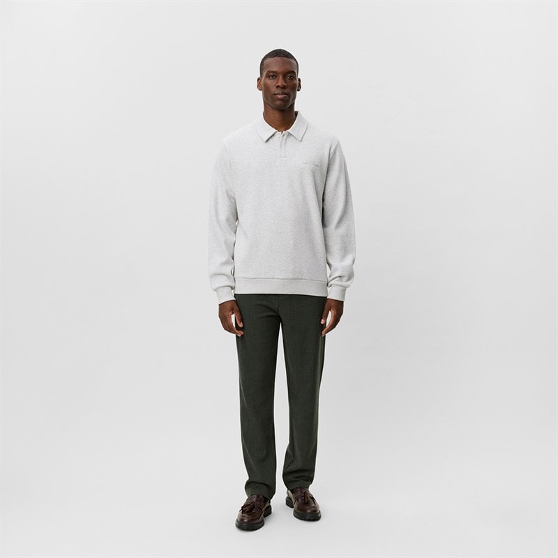 Les Deux Herre Polo Pique Sweatshirt Snow Melange - Billede 4