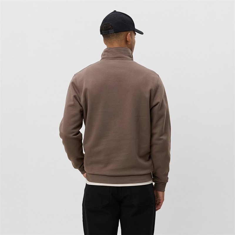 Les Deux Herre Kern Kontrast Quarter Zip Sweatshirt Mountain Grey Brown - Billede 2
