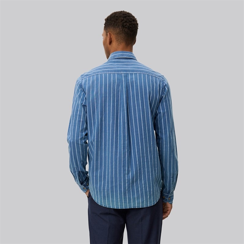 Les Deux Herre Kash Indigo Stribet Skjorte Denim Blue - Billede 2