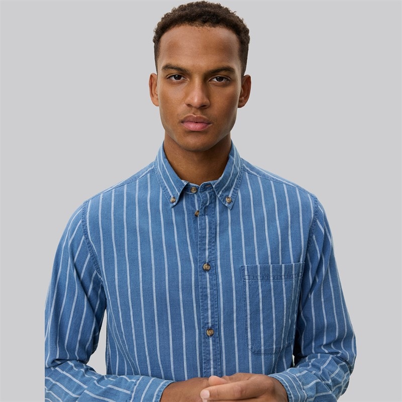 Les Deux Herre Kash Indigo Stribet Skjorte Denim Blue - Billede 3