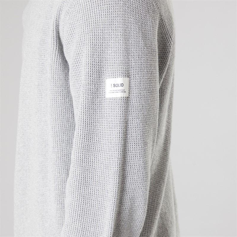 Solid Herre strik pullover sweater Light Grey Melange - Billede 3
