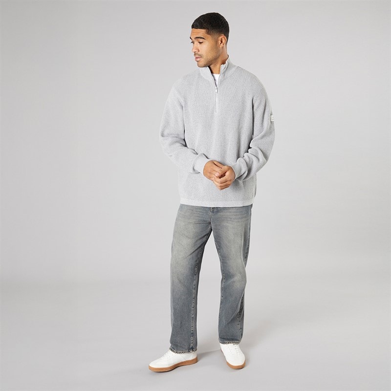 Solid Herre strik pullover sweater Light Grey Melange - Billede 4
