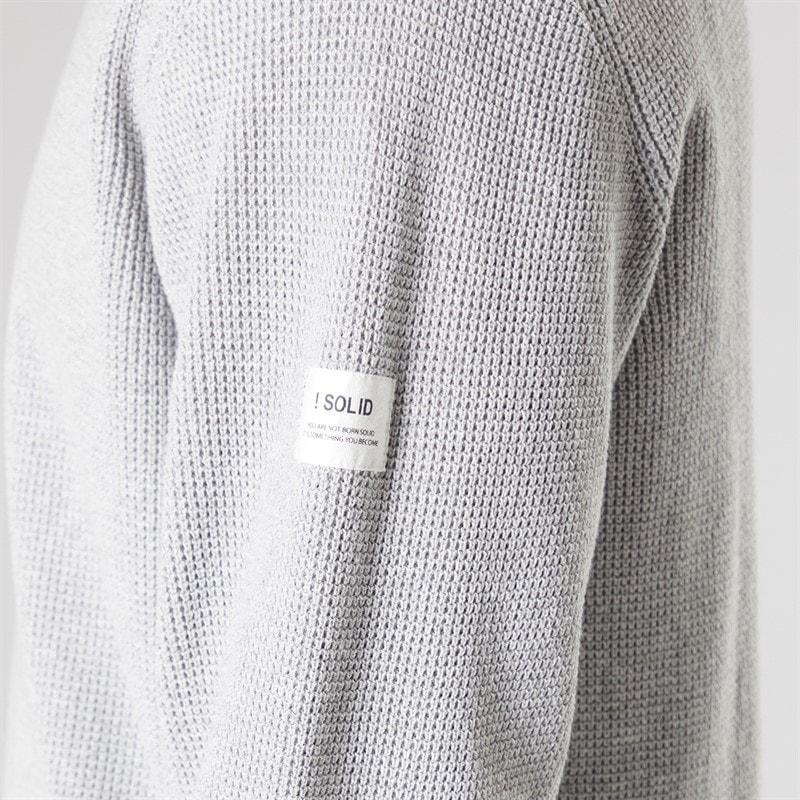 Solid Herre strik pullover sweater Light Grey Melange - Billede 3