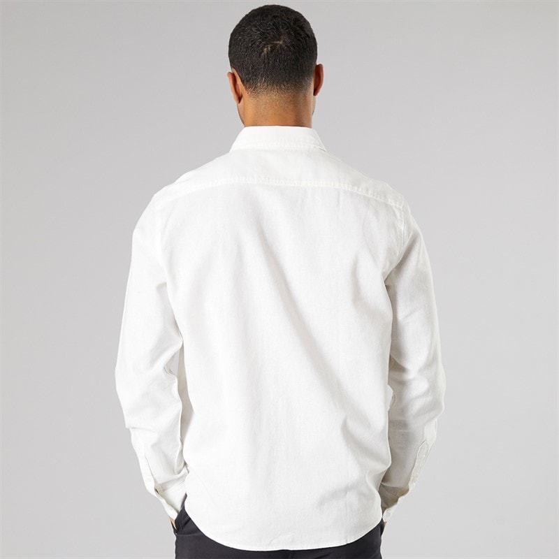 Solid Herre Langærmet Skjorte Off White - Billede 2
