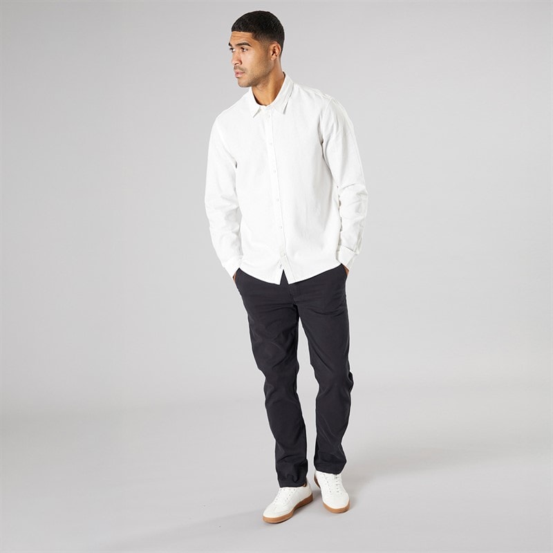 Solid Herre Langærmet Skjorte Off White - Billede 3