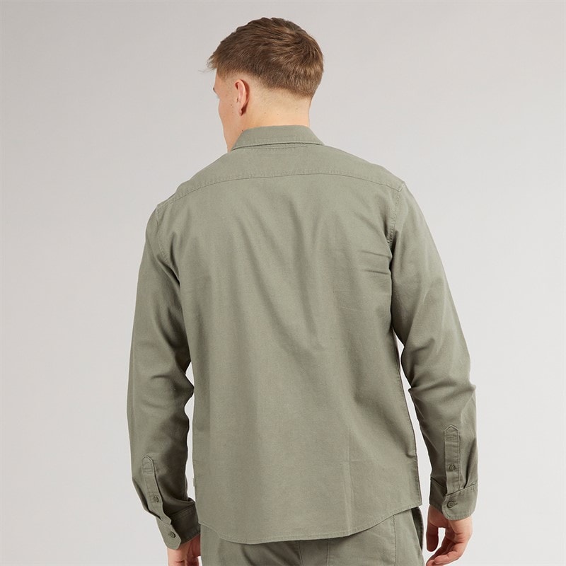 Solid Herre Langærmet Skjorte Dusty Olive - Billede 2