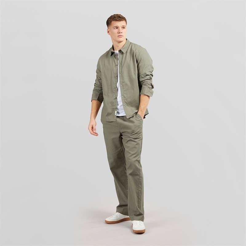 Solid Herre Langærmet Skjorte Dusty Olive - Billede 4