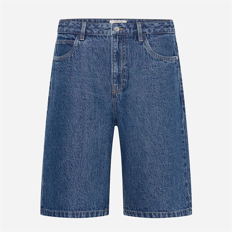 Solid Herre Sdomidt Løstsiddende Denim Shorts Middle Blue Denim - Billede 2