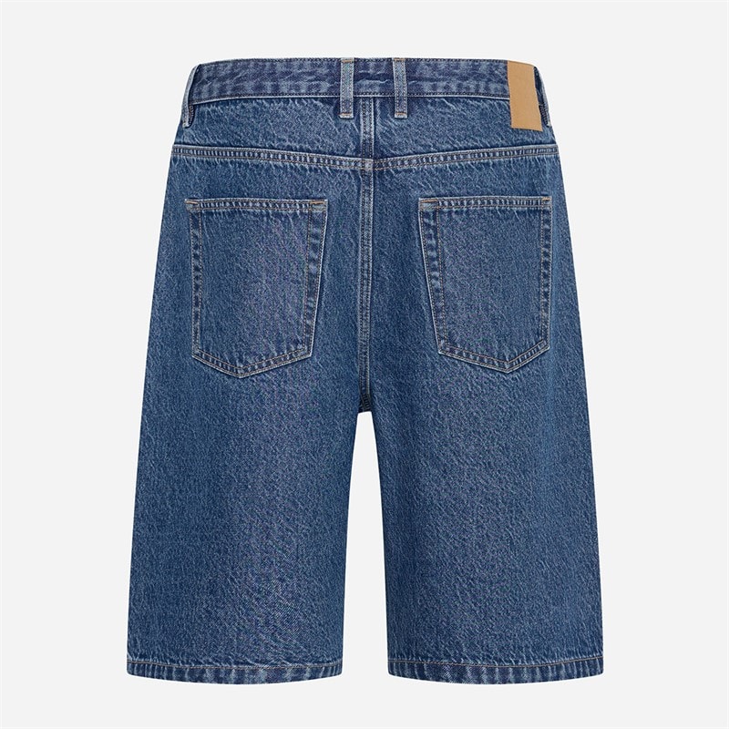 Solid Herre Sdomidt Løstsiddende Denim Shorts Middle Blue Denim - Billede 3