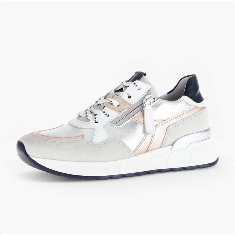 Gabor Dame Retro Lynlås Detalje Sneakers Hvid/Silver - Billede 2