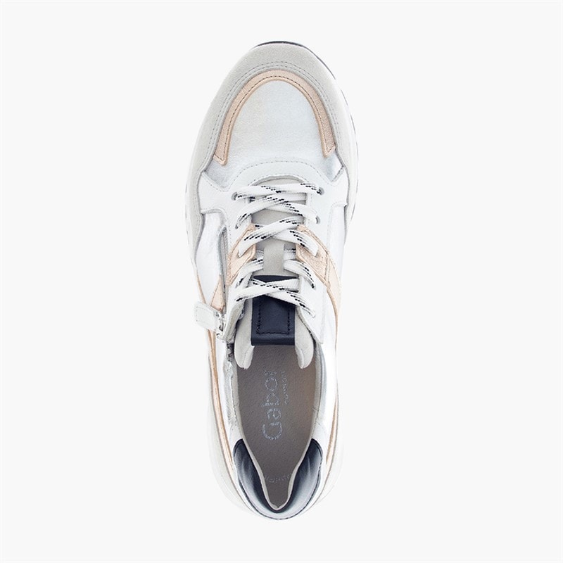 Gabor Dame Retro Lynlås Detalje Sneakers Hvid/Silver - Billede 3