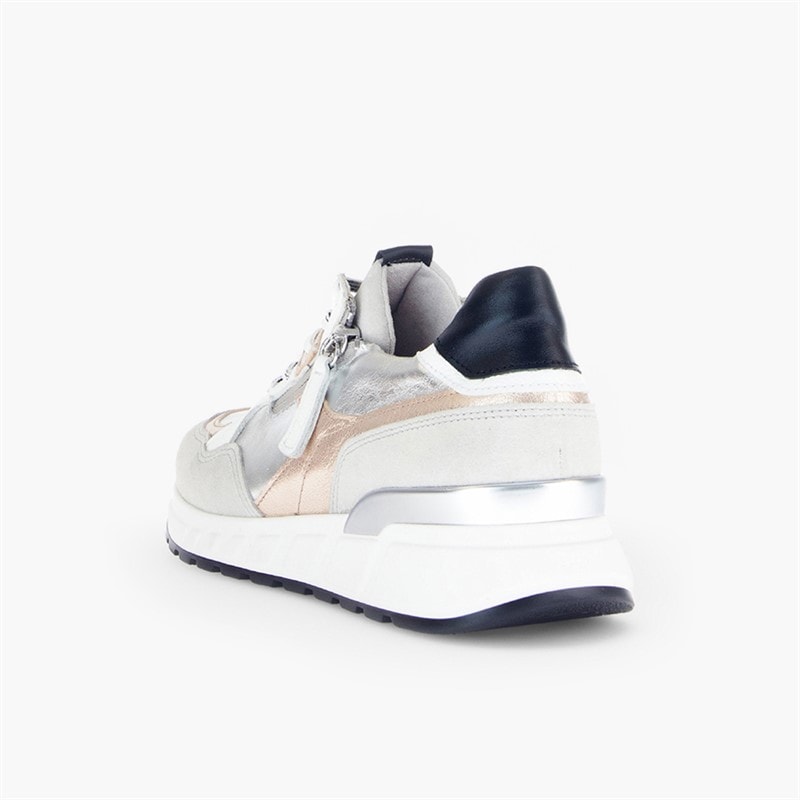 Gabor Dame Retro Lynlås Detalje Sneakers Hvid/Silver - Billede 4