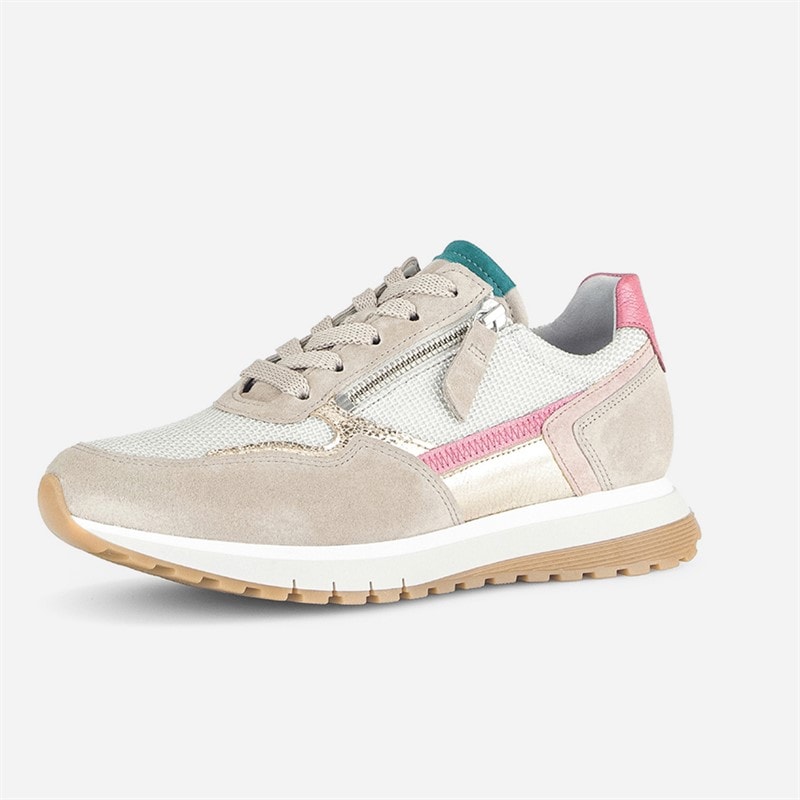 Gabor Dame Retro Lynlås Detalje Sneakers Hvid/Grå/Pink - Billede 2