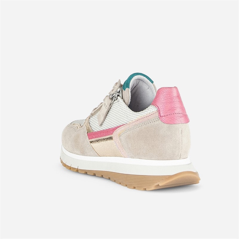 Gabor Dame Retro Lynlås Detalje Sneakers Hvid/Grå/Pink - Billede 4