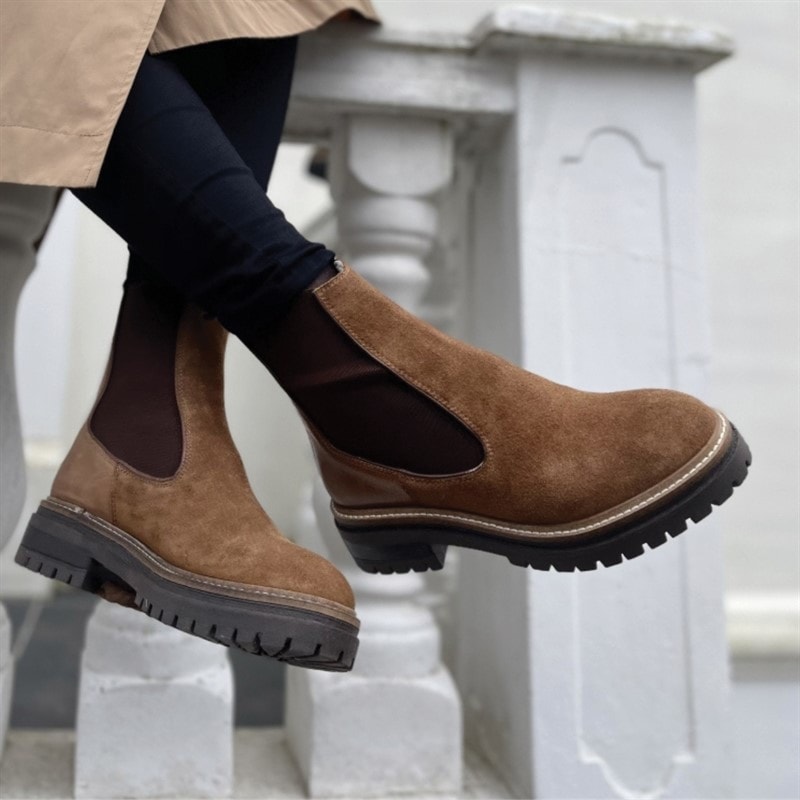 Copenhagen Shoes Suede støvler til kvinder Efterår 21 112 Cognac - Billede 1