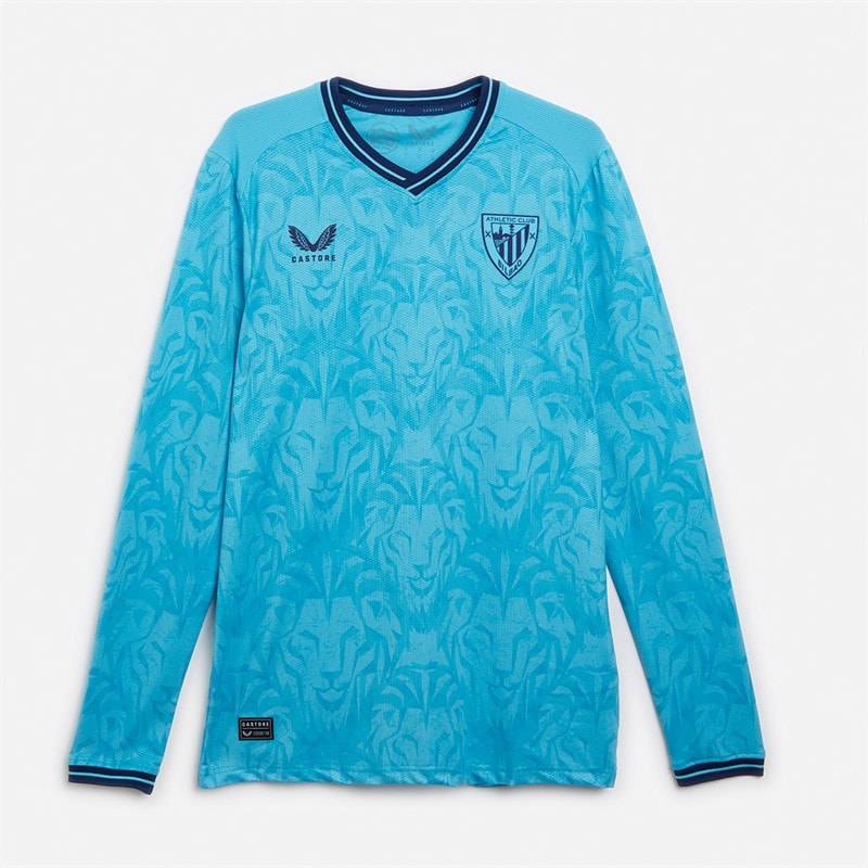 Castore Herre AC Athletic Club Bilbao Pro Langærmet Udebanetrøje Ingen Sponsor Blå Atoll - Billede 1