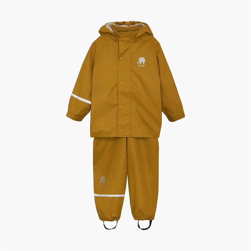 Celavi Børne Celavie Ensfarvet PU Basis Regntøjs Sæt Buckthorn Brown - Billede 1