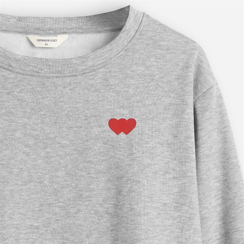 Copenhagen Legacy Herre Crew Hjerte print sweatshirt Grey Melange - Billede 3